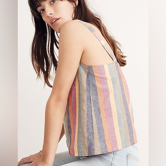 Rainbow Stripe Button-Front‎ Tank Top - Picture 9 of 10